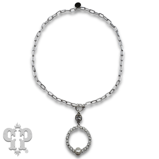Pave rhinestone bead necklace, Austrian crystal