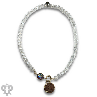 Gold disc necklace with Austrian crystal - LC