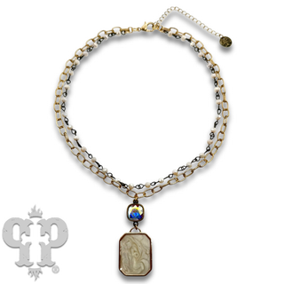 Double strand necklace with Austrian crystal pendant