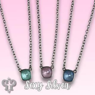 Square crystal from Swarovski® chain necklace, 10mm