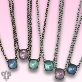 Square crystal from Swarovski® chain necklace, 10mm