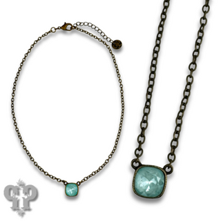 Square crystal from Swarovski® chain necklace, 10mm