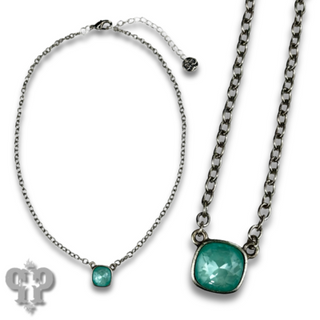 Square crystal from Swarovski® chain necklace, 10mm