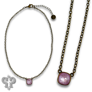 Square crystal from Swarovski® chain necklace, 10mm