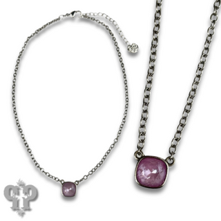 Square crystal from Swarovski® chain necklace, 10mm
