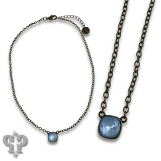 Square crystal from Swarovski® chain necklace, 10mm