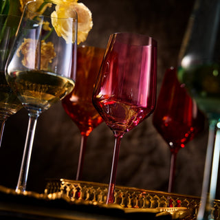 Colored New Wine Glass Set Large 12 Oz Glasses Set Of 6 Unique Italian Style Tall Stemmed For White