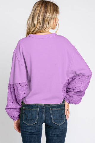 Lavender Batwing V-Neck Pullover