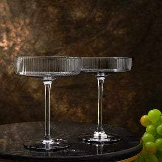 Ribbed Coupe Cocktail Glasses 8 Oz Set Of 2 Classic Manhattan Glasses For Cocktails Libbey Champagne