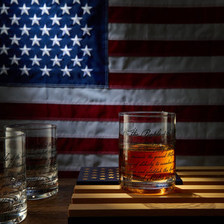 We The People American Flag Whiskey Glasses Political Rights Glassware Set Of 4 Hand Blown Old Fashi