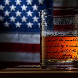 We The People American Flag Whiskey Glasses Political Rights Glassware Set Of 4 Hand Blown Old Fashi