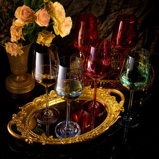Colored New Wine Glass Set Large 12 Oz Glasses Set Of 6 Unique Italian Style Tall Stemmed For White