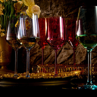 Colored New Wine Glass Set Large 12 Oz Glasses Set Of 6 Unique Italian Style Tall Stemmed For White