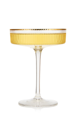 Ribbed Coupe Cocktail Glasses With Gold Rim 8 Oz Set Of 2 Classic Manhattan Glasses For Cocktails Li
