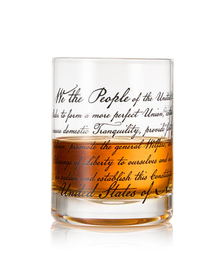 We The People American Flag Whiskey Glasses Political Rights Glassware Set Of 4 Hand Blown Old Fashi