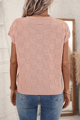 Pink Lattice Knit Baggy Sweater