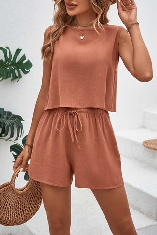 Tangerine Cropped Top and Short Set