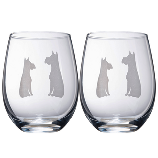 Schnauzer Stemless Wine Glasses Set Of 2 By Dog Lover Glass Gifts For Mom Dad Sister