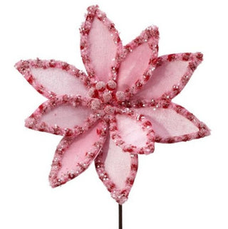 22" Candy W/Snowglitter Poinsettia Stem - Boutique Bella BellaChristmas Decor