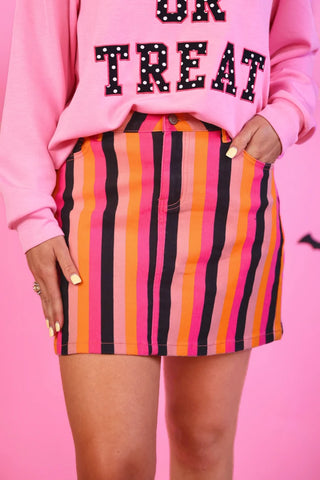 Nova Denim Skirt - Boo Stripes