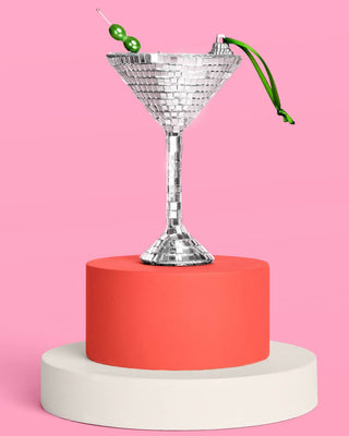 Disco Martini Ornament - silver disco ornament, Christmas Decorations