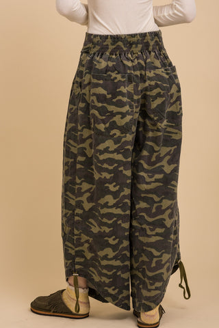 Camo Chic Ruched Wide-Legs