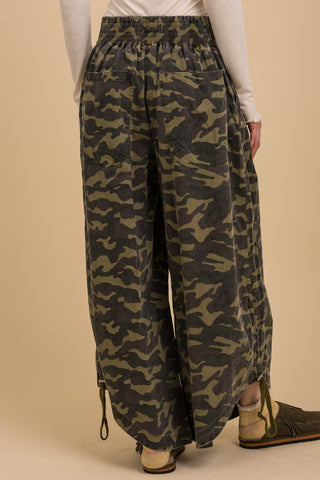 Camo Chic Ruched Wide-Legs