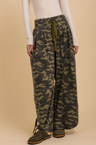 Camo Chic Ruched Wide-Legs