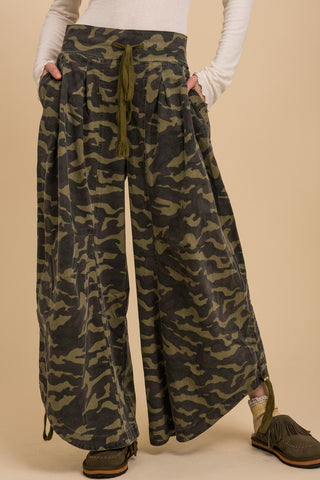 Camo Chic Ruched Wide-Legs