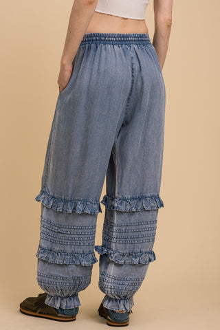 Ruffle Rush Light Denim Joggers