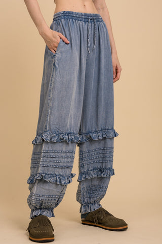 Ruffle Rush Light Denim Joggers