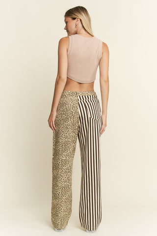Mix & Match Leopard-Stripe Jeans