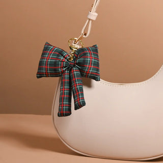 Classic Plaid Puffy Bow Bag Charm
