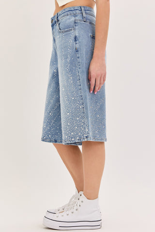Cosmic Glam Denim Bermuda Shorts