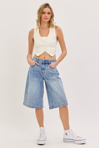 Cosmic Glam Denim Bermuda Shorts