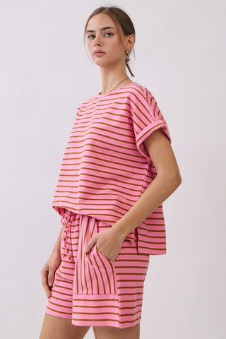The Mocha Rose Stripe Two Piece Set