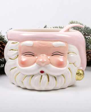 Pink Santa Ceramic Punch Bowl
