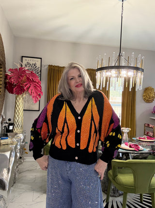 QOS Sequin Butterfly Wing Cardigan