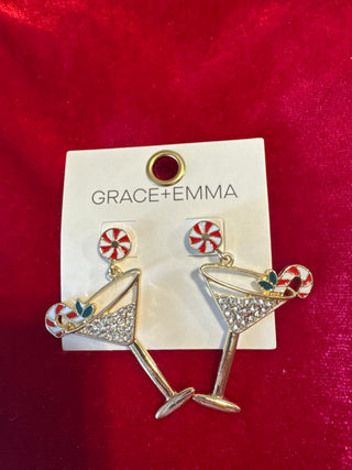 Candy Cane Martini Earring