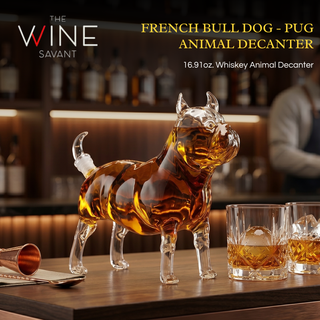 Dog Pug Whiskey And Wine Decanter Premium Barware Gift Elegant Drinkware Collection