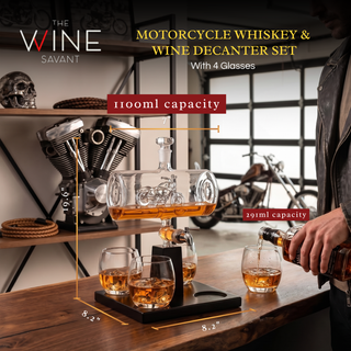 Motorcycle Decanter Whiskey Wine Decanter Set 1100ML By With 4 Whiskey Glasses Motor