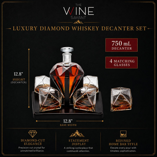 Diamond Decanter Set Premium Barware Gift Elegant Drinkware Collection