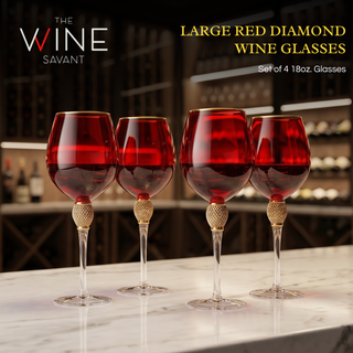 Set Of 4 Red Diamond Stemmed Wine Glasses Gold 14 Oz By Gold Rim Wine Glasses Red Co