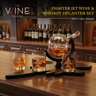 F16 Whiskey Decanter Set With 4 Fighter Jet Whiskey Glasses By