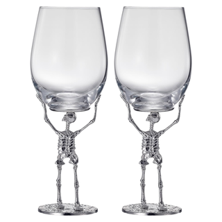Stemmed Skeleton Wine Glass Set Of 2 19OZ Halloween Skeleton Glasses 10 H Goth Gifts Skeleton Gifts