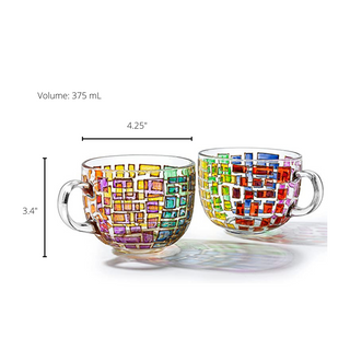 Renaissance Stained Glass Coffee Cup Mug Set Of 2 By Festive Colorful Coffee Cups St