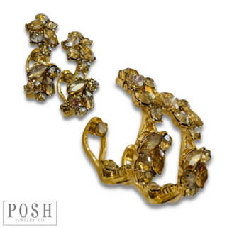 Rhinestone flower hoop earring - LC
