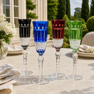 Multicolor Crystal Italian Design Flutes 4 Set 5OZ 9 H Cocktail Champagne Glassware