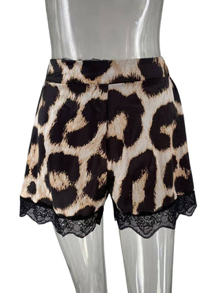 Leopard print lace trim  boxer shorts