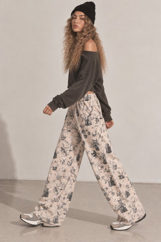 Vintage Skull Toile Wide Pants